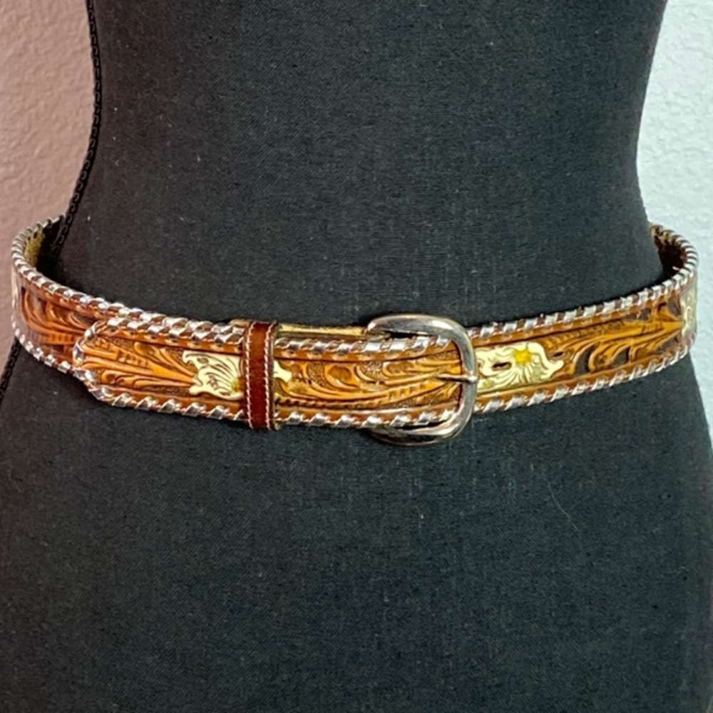 Tony Lama Tooled‎ Floral Leather Belt